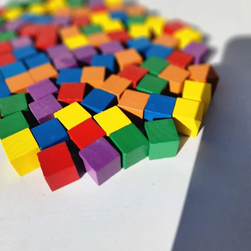 NEW Learning Resources Wooden Color Cubes 2 cm 100 Blocks 5 colors Math Manipula